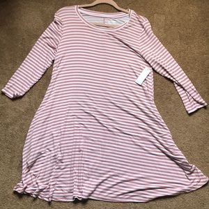 NY&co Pink Striped Swing Dress with Pockets